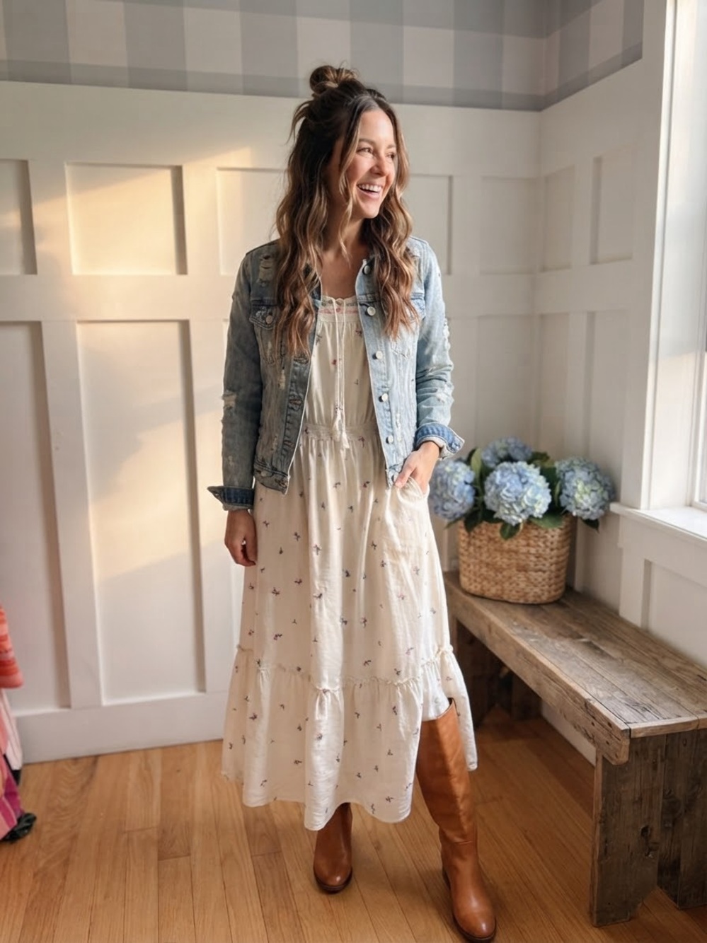 Old Navy Cream Floral Tiered Maxi Dress Large